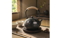 Hammered Cast Iron Teapot Raised Branch Design Floral Cast Iron Teapot