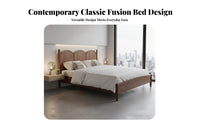 French Design Wooden Bed Modern Design Solid Wood Bed Quiet and Stable Bedroom Furniture for Couples, Homeowners, Guesthouse, Guest Room, Apartment