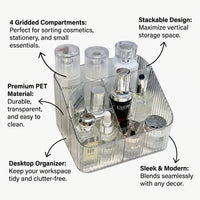 Desk Storage Desktop Organizer, Clear Acrylic Stackable Stationery Holder, for Dorm Room and Bedroom Vanity, Box