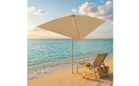 Light Beige Portable Outdoor Umbrella Silver-Coated Square Patio Umbrella Straight Pole Garden Sun Umbrella Pointed Top