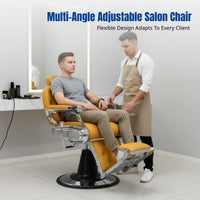 Luxury Hydraulic Salon Chair, Adjustable Reclining, Metal Frame, Commercial Furniture