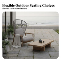 Woven Armchair with Paddings Rustic Simplicity Artistic Appearance Rope Weave Lounge Chair Weather-Resistant Outdoor Furniture for Homeowners, Garden