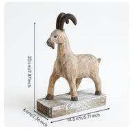 Wood Grain Farm Animal Sculpture Wooden Caprine Figurine Nordic Caprine Figurine Carved