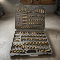 124 Pieces Hard Hard case/C Leak Tester Kit Fitted Compartments Air Conditioning Leak Test Kit Metal Fittings Vehicle Repair Set Brass-Colored