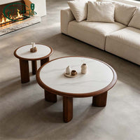 Mid-Century Modern Round Coffee Table with Storage
