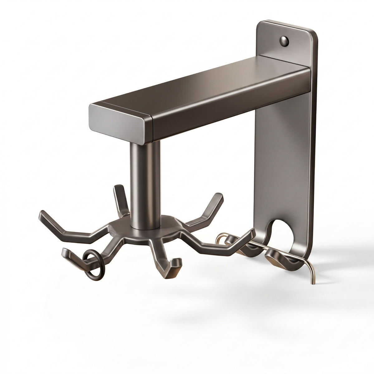 Drilltool-Less Rotating Kitchen Hook Rack Aluminum Alloy 6-Hook Utensil Rack Space-Saving