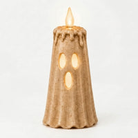 Stone-Look Ghost Flameless Candles Spooky Ghost Candle Halloween Candle with LED Flame Battery-Operated for Mantel, Tabletop