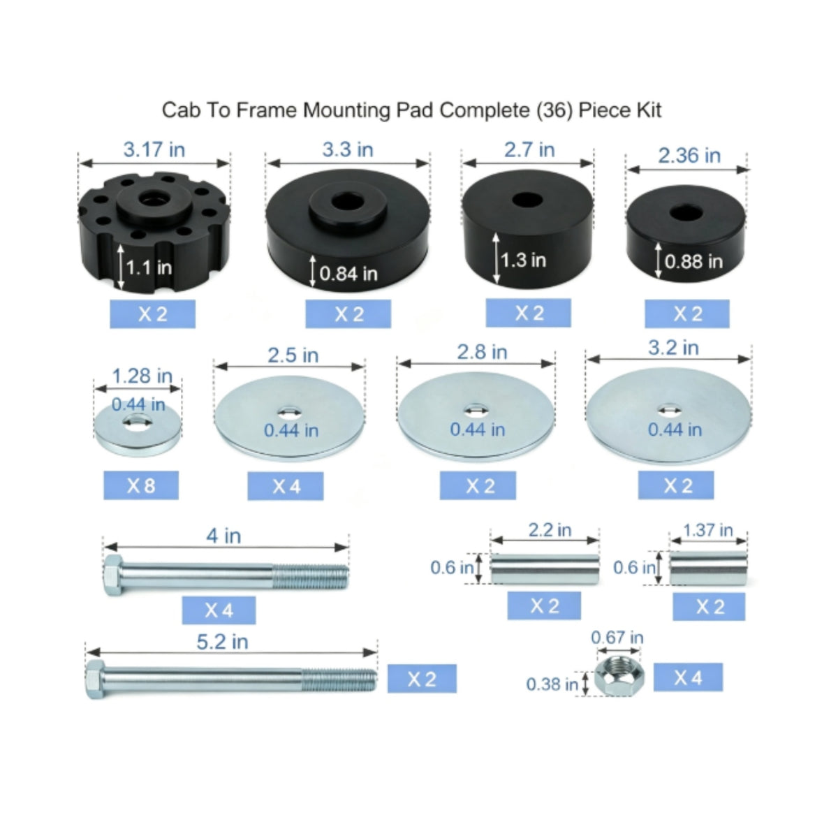 Replacement Cab-to-Frame Mounting Pad Kit for Restoration