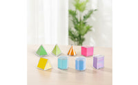 8 Pieces Geometric Shapes with Colored Nets Visual Geometric Solids 3D Shapes Hands-on Manipulatives Classroom for Teachers