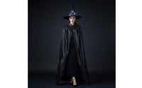 Light-up Witch Hat and Cape Pointed Witch Costume with Hat Black Accessory Set One Size Fits Most for Halloween