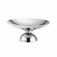 Fruit Bowl with Pedestal Silver Pedestal Serving Bowl Round Dessert Plate for Dining Table