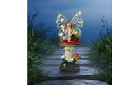 Luminous Fairy Statue Whimsical Mushroom Fairy Lamp Cute Solar Mushroom Statue for Patio, Balcony