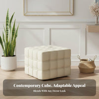Cube Pouf Italian Design Ottoman Geometric Shape for Bedroom, Homeowners, Adults