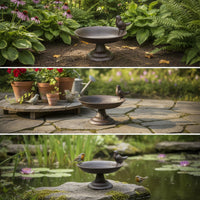 Cast Metal Avian Feeder Freestanding Pedestal Bird Feeder Heavy Duty for Gardeners, Patio, Yard, Balcony