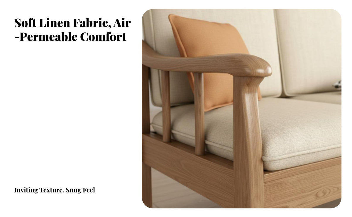 3-Seater Wooden Frame Sofa Removable and cleanable slipcovers 3-Seater Modern Sofa two-seasonSeason Use Couch for Families, partners, Lounge Area, Office, Study