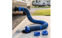 Easy to Use Flexible Drain Hose with End Caps Lightweight Corrugated Drain Hose Compact Corrugated Pipe Cap Nonperforated for RV Owners, Campsite Hookup