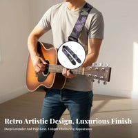 Universal Fit Violet Butterfly Guitar Strap Artistic Pattern Bass Guitar Strap Comfortable for Men, Music Practice, Concerts, Band Rehearsal