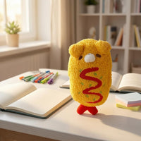 Zigzag Embroidery Soft Creature Writing Utensil Case Embroidered Creature Face Writing Utensil Case Yellow Stationery Bag Red Pull