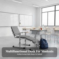Student Rest Desk and Chair Set Hand-Crank Lift Adjustable Desk and Chair Set Multi-Functional Kids Learning Station for Students, Children, Home