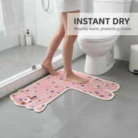L-Shaped Diatomaceous Earth Bathroom Mat with Non-Slip Rubber Backing, Super Absorbent Quick Dry Floor Mat for Toilet and Entryway