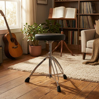 Drum Throne with Tripod Base Adjustable-Height Drum Stool with Padded Seat Drumming Chair Chrome-Finish Stable for Drummers
