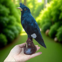 Songbird Figurine Feathered Bird Figurine with Feathers Handmade Artificial Bird for Photographers, Teachers