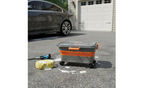 Multi-Purpose Portable Water Carrier with Wheels 22L Folding Water Container Collapsible Rolling Storage Bin for Car Washing, Fishing, Camping, Outdoor