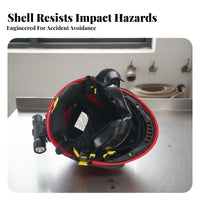 ABS Shell Firefighter Rescue Helmet Collision Resistant Rescue Helmet Hands-Unrestricted Lighting Hard Hat with Flashlight Mount Adjustable Fit for Firefighters, Industrial Workers, Arborists, Firefighting, Work at Height, Outdoor Operations