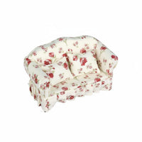 1:12 Scale Floral Loveseat Includes 2 Pillows Dollhouse Two-Seater Sofa Handmade Small Floral Pattern Sofa for Collectors, Hobbyists
