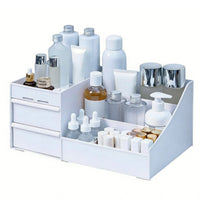 Large Capacity Compartmentalized Cosmetic Box with Drawers Drawer Design Vanity holder Multi-Compartment Makeup Holder Space-Saving for Students, cosmetic lovers, Gift Givers, Dressing Table, Dorm Room, bureau Top, Bathroom Countertop