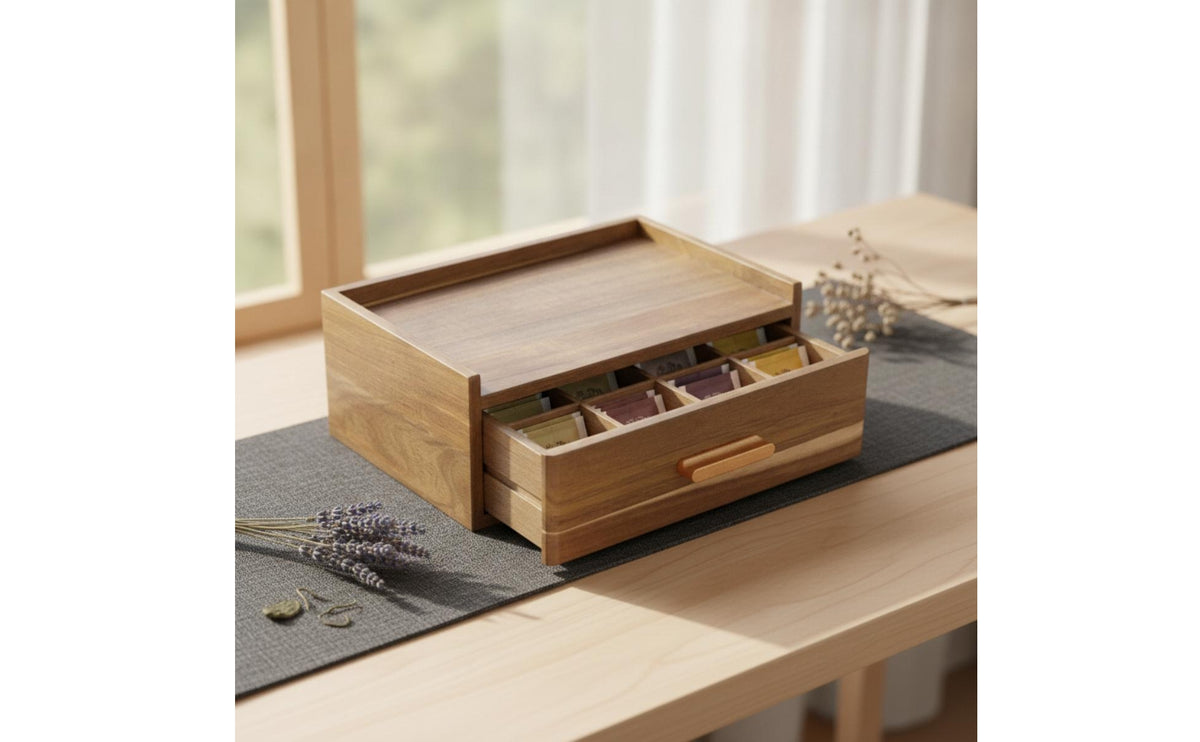 Space-Saving Tea Bag Organizer with Drawer Compact Tea Organizer with Drawer Slim Sturdy for Kitchen Countertop