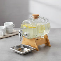 Glass Spigot Beverage Dispenser Wide Mouth Design Glass Jar with Tap Countertop Oenological Beverage Barrel with Stand Versatile