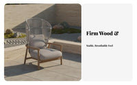 Woven Armchair with Paddings Rustic Simplicity Artistic Appearance Rope Weave Lounge Chair Weather-Resistant Outdoor Furniture for Homeowners, Garden