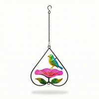 Teardrop Hanging Bird Bath Decorative Hanging Birdbath Metal Bird Bath with Chain Outdoor for Gardeners, Garden, Backyard, Patio, Balcony