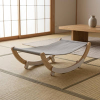 Cat Rocking Chair Japanese Style Wooden Cat Hammock Wear Resistant Animal Furniture for Indoor