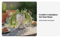 Girl Face Flower Pot Creative Design Girl Figurine Planter Decorative Ornament