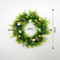 Easter Wreath with Eggs Artificial Spring Wreath Festive Door Wreath Hanging Easter Decor for Front Door, Home Entrance, Entryway, Porch