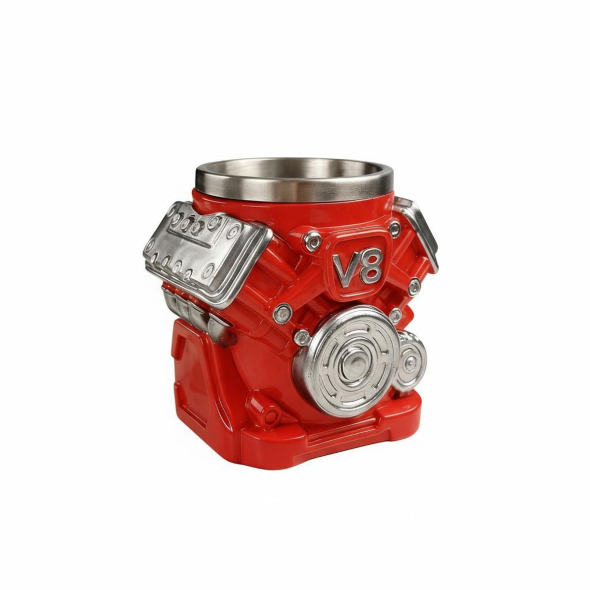 Unique Gift Idea V8 Engine Mug Car Engine Coffee Cup Resin and Stainless Steel Mug for Mechanics, Dad, Men, Man Cave, Garage, Bar, Office