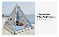 Round Sunbed with awning Hand-Woven Wicker Canopied Daybed Comfortable pads outdoordoor Furniture for Homeowners, partners, pool area, Terrace, supportyard