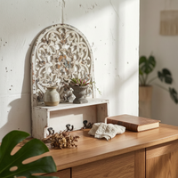 Entryway Shelf with Hooks Distressed Key Holder with Shelf Ornate for Hallway