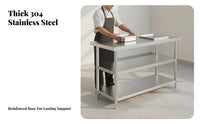Rust-Resistant Stainless Steel Work Table Easy to Clean Commercial Kitchen Work Table Oil-Proof Stainless Steel Workbench Waterproof for Restaurant Owners, Home Cooks, DIY Enthusiasts, Workshop, Garage