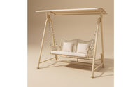 Outdoor Swing Chair with Canopy Weather-Resistant Two-Seat Garden Swing Freestanding Hanging Chair with Frame for Adults, Patio, Backyard, Balcony