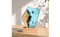 Underwater Ocean Night Light with Acrylic Panel Decorative 3D Night Light with Wood Base Ambient Lamp with Wooden Base Stylish for Bedroom, Desk, Living Room