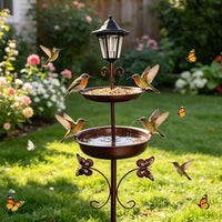Wrought Iron Bird Feeder Metal Bird Bath Garden Decoration Outdoor Solar Craft