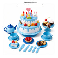 Colorful Plastic Birthday Cake Playset Pastel Style Light-up Singing Cake Cutting Play Decorative for Children