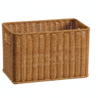 Faux Rattan Basket Open-Top Rectangular Storage Basket Sturdy Home Organizer