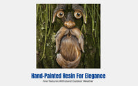 Old Man Face Sculpture Weather Resistant Old Man Tree Embracer Hand Painted Easy Installation for Gardeners, Patio