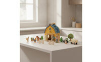 Wooden Farm Toy Fine Motor Shape Sorter Educational Toy House with Wooden Blocks for Daycare