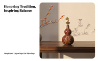 Brass Gourd Ornament Dark Red Indoor Display Gourd Ornament
