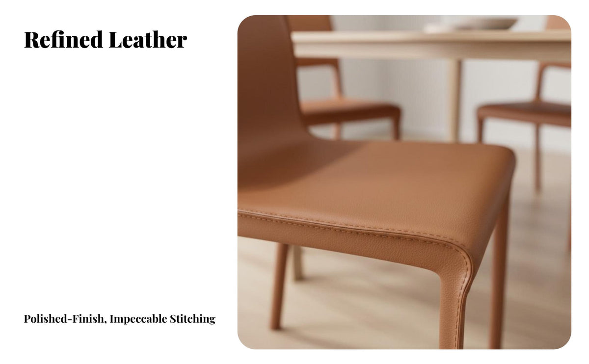 Minimalist Design Armless Leather-Wrapped Chair Padded Seat Armless Upholstered Side Chair Ergonomic Backrest Indoor Seating Rounded Corners for Homeowners, Families, Business Owners, Dining Room, Home Office, Kitchen, Restaurant